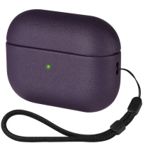 Ovitek s teksturo usnja in z zanko za AirPods Pro 3 - temno vijoličen