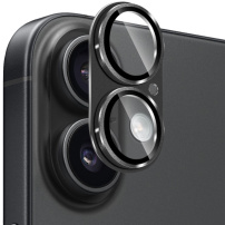 NORTHJO kaljeno steklo s kovinskim okvirjem za zaščito leč fotoaparata za iPhone 17 - črno