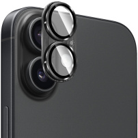 ENKAY kaljeno steklo z brušenim okvirjem za zaščito leč fotoaparata za iPhone 17 - črno