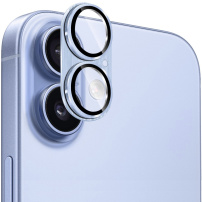 ENKAY kaljeno steklo z brušenim okvirjem za zaščito leč fotoaparata za iPhone 17 - modro