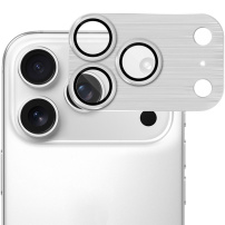 ENKAY kaljeno steklo z brušenim okvirjem za zaščito leč fotoaparata za iPhone 17 Pro Max - srebrna