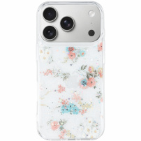 Bleščeč prozoren ovitek za iPhone 17 Pro - rože