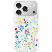 Bleščeč prozoren ovitek za iPhone 17 Pro Max - cvetoči travnik