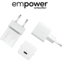 PanzerGlass empower Turbo GaN hitri polnilni adapter z USB-C priključkom - 30W - bel
