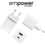 PanzerGlass empower Turbo GaN hitri polnilni adapter z USB-C / USB-A priključki - 35W - bel