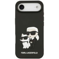 Karl Lagerfeld 3D Rubber Karl and Choupette ovitek za iPhone Air - črn