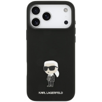 Karl Lagerfeld Metal Ikonik silikonski ovitek za iPhone 17 Pro Max - črn