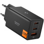 Spigen Essential hitri polnilni adapter z 2x USB-C / USB-A priključki - 67W - črn