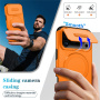 Ovitek z drsnim zakljuckom kamere, z izvlecnim stojalom in MagSafe za iPhone 17 Pro Max - oranzen