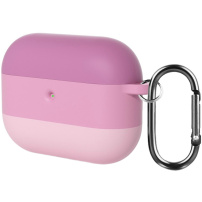 Silikonski ovitek s črtami in karabinom za AirPods Pro 3 - roza