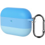 Silikonski ovitek s progi in karabinom za AirPods Pro 3 - moder
