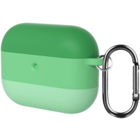 Silikonski ovitek s črtami in karabinom za AirPods Pro 3 - zelen