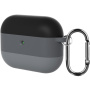Silikonski ovitek s črtami in karabinom za AirPods Pro 3 - siv