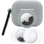 3v1 komplet silikonskega ovitka in zaščitne folije za sprednjo in zadnjo stran za AirPods Pro 3 / AirTag 1 / 2 - siva