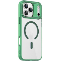 Prozoren ovitek z barvnim okvirjem in MagSafe za iPhone 17 Pro - zelen