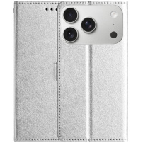 Ovitek na preklop iz PU usnja za iPhone 17 Pro - srebrn