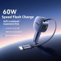 MOMAX UC19 komplet avtopolnilca s priključki USB-C / USB-A in izvlečnim kablom USB-C - 60W - 0,72 m - temno modra