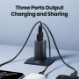 Toocki TCT65 adapter za hitro polnjenje z vrati 2x USB-C / USB-A - 65W - črn