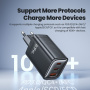 Toocki TCT65 adapter za hitro polnjenje z vrati 2x USB-C / USB-A - 65W - črn