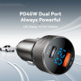 ESSAGER ES-CC21 avtopolnilec s priključki USB-C / USB-A - 45W - črn