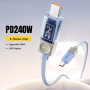 ESSAGER Crystal Clear opletený nabíjecí a datový kabel - USB-C na USB-C - 1 m - modrofialový
