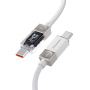 ESSAGER Crystal Clear pleteni polnilni in podatkovni kabel - USB-C na USB-C - 1 m - bel