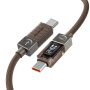 ESSAGER Crystal Clear pleteni polnilni in podatkovni kabel - USB-C na USB-C - 1 m - rjav