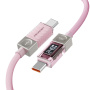 ESSAGER Crystal Clear pleteni polnilni in podatkovni kabel - USB-C na USB-C - 1 m - roza