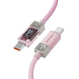 ESSAGER Crystal Clear pleteni polnilni in podatkovni kabel - USB-C na USB-C - 1 m - roza
