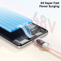 ESSAGER Crystal Clear pleteni polnilni in podatkovni kabel - USB-C na USB-C - 2 m - modro-vijoličen