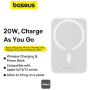 Baseus Magnetic Mini Air brezžični MagSafe powerbank s USB-C priključkom - 6.000 mAh - bela