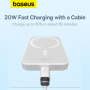 Baseus Magnetic Mini Air brezžični MagSafe powerbank s USB-C priključkom - 6.000 mAh - bela
