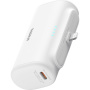 Baseus Kompaktna powerbanka z vgrajenim Lightning priključkom in vrati USB-C - 5000 mAh - bela