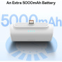 Baseus Kompaktna powerbanka z vgrajenim Lightning priključkom in vrati USB-C - 5000 mAh - bela
