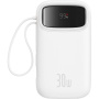 Baseus Qpow2 powerbanka z integriranimi kabli USB-C in vrati USB-C / USB-A - 20.000 mAh - bela