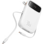Baseus Qpow2 powerbanka z integriranimi kabli USB-C in vrati USB-C / USB-A - 20.000 mAh - bela