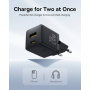 Baseus Palm polnilni adapter z USB-C / USB-A vhodi - 20W - črn