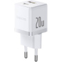 Baseus Dlan polnilni adapter s priključki USB-C / USB-A - 20W - bel