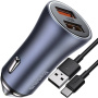 Baseus Golden Contactor Pro komplet avtopolnilca z vhodi 2x USB-A in kablom USB-A na USB-C - 40W - temno siva