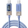 ESSAGER Crystal Clear opletený nabíjecí a datový kabel - USB-C na USB-C - 1 m - modrofialový