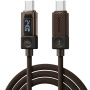 ESSAGER Crystal Clear pleteni polnilni in podatkovni kabel - USB-C na USB-C - 1 m - rjav
