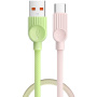 ESSAGER ES-X73 pleten polnilni in podatkovni kabel - USB-A na USB-C - 25 cm - zeleno-roza