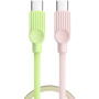 ESSAGER ES-X73 pleten polnilni in podatkovni kabel - USB-C na USB-C - 25 cm - zeleno-roza