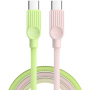 ESSAGER ES-X73 pleten polnilni in podatkovni kabel - USB-C na USB-C - 1 m - zeleno-rožnat