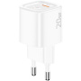 ESSAGER ES-CD54 mini hitri polnilni adapter s priključki USB-C / USB-A - 20W - bel