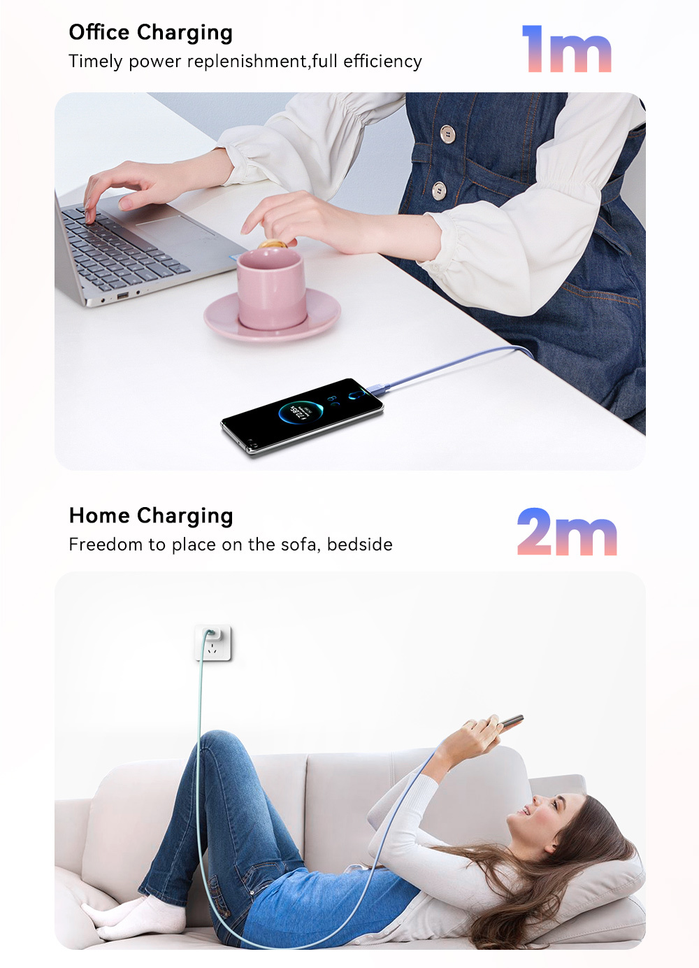 ESSAGER ES-X73 pleten polnilni in podatkovni kabel - USB-A na USB-C - 2 m - zeleno-roza