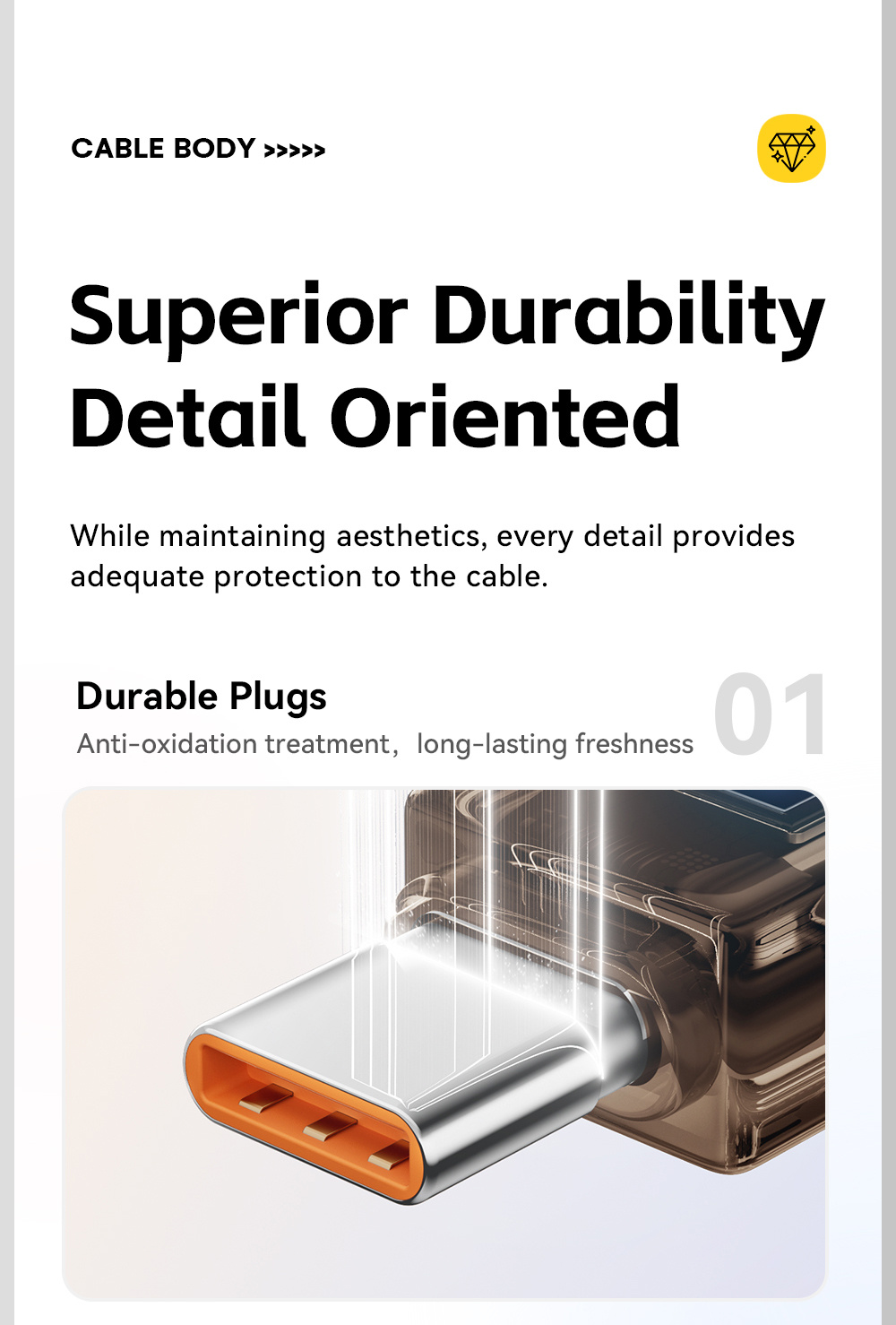 ESSAGER Crystal Clear pleten USB-C na USB-C polnilni in podatkovni kabel - 2 m - bel