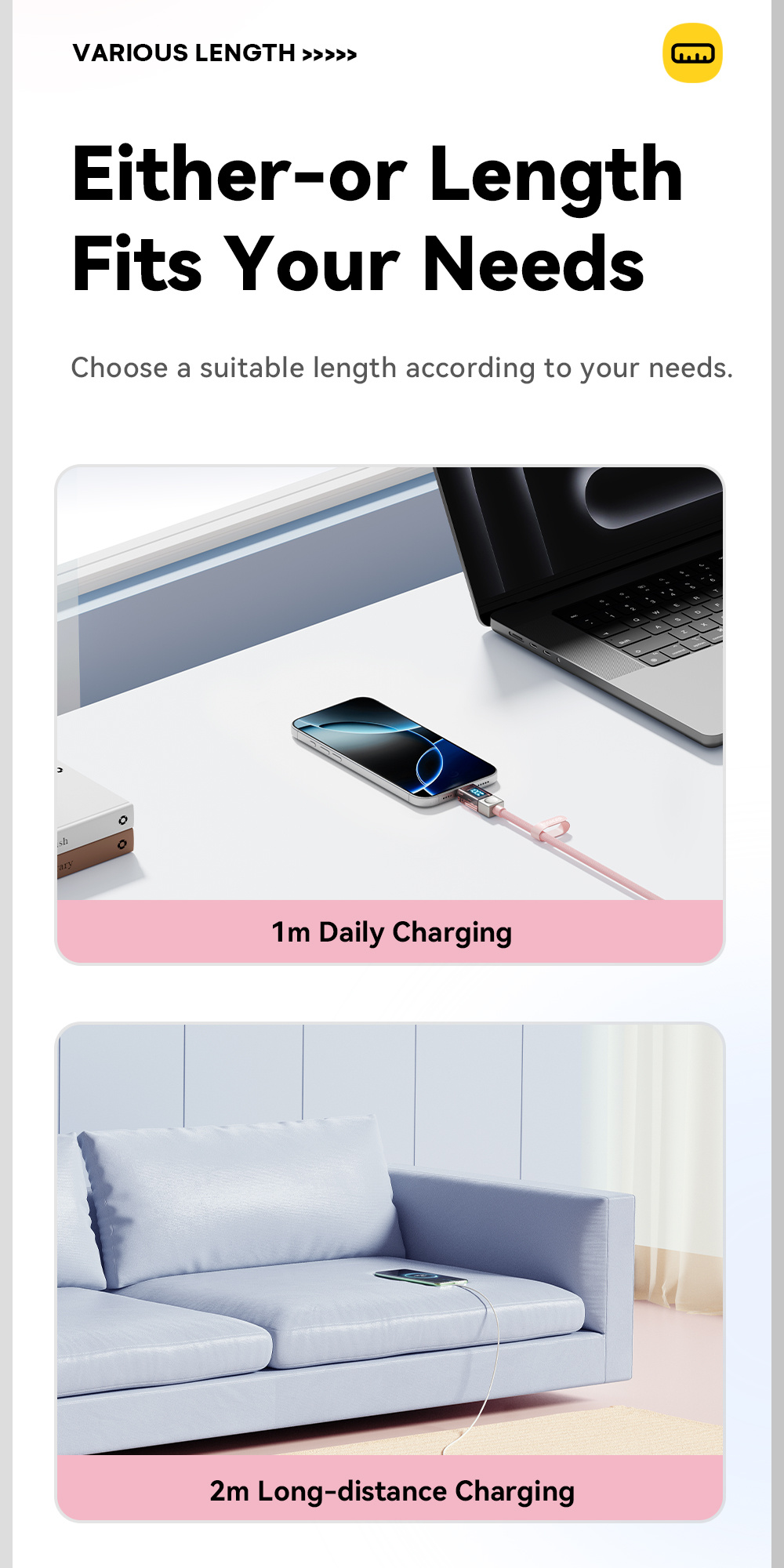 ESSAGER Crystal Clear pleten USB-C na USB-C polnilni in podatkovni kabel - 2 m - bel