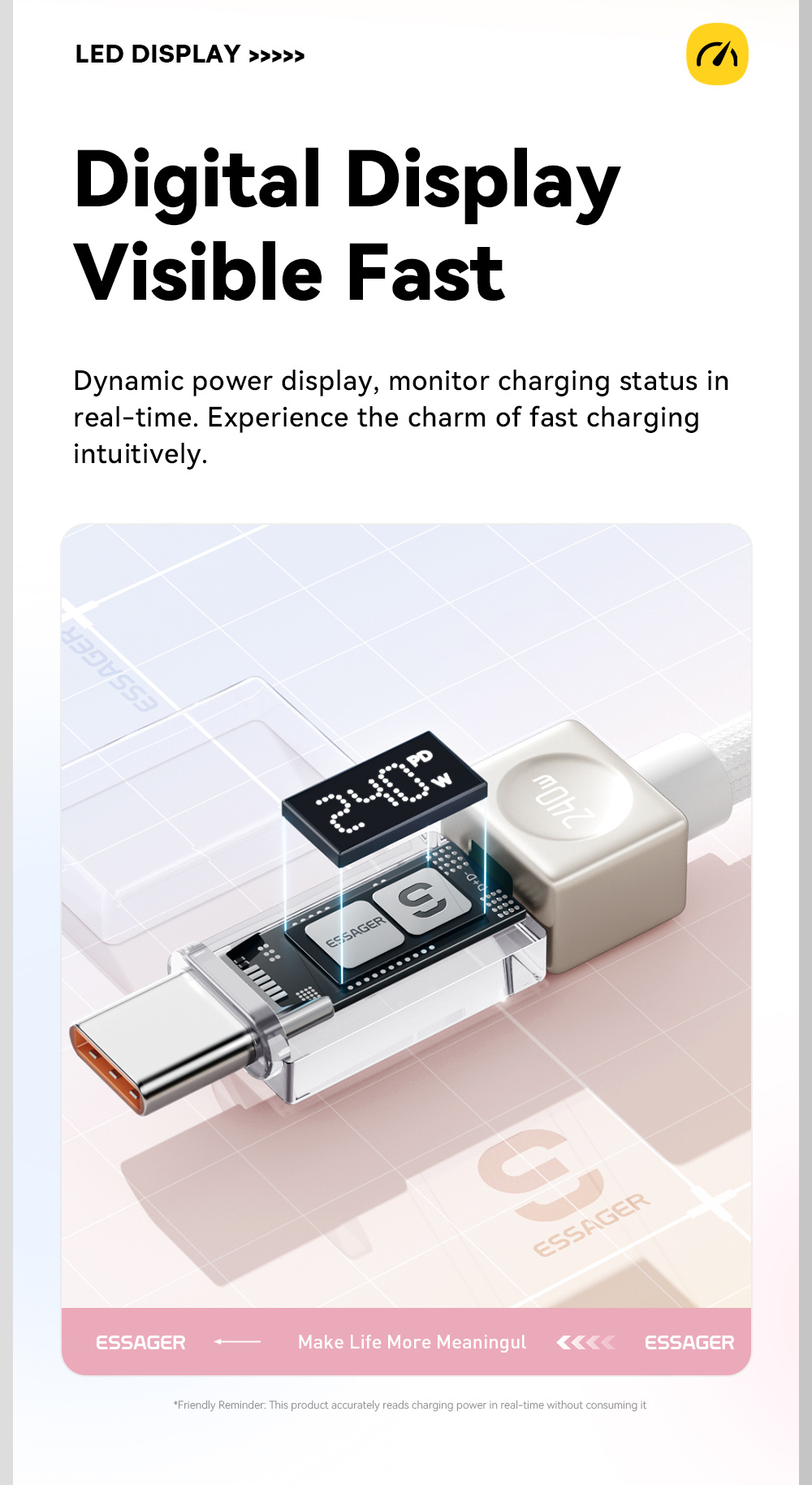 ESSAGER Crystal Clear opletený nabíjecí a datový kabel - USB-C na USB-C - 1 m - modrofialový