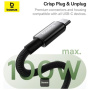Baseus Tungsten Gold magnetni polnilni in podatkovni kabel - USB-C na USB-C - 1 m - črn